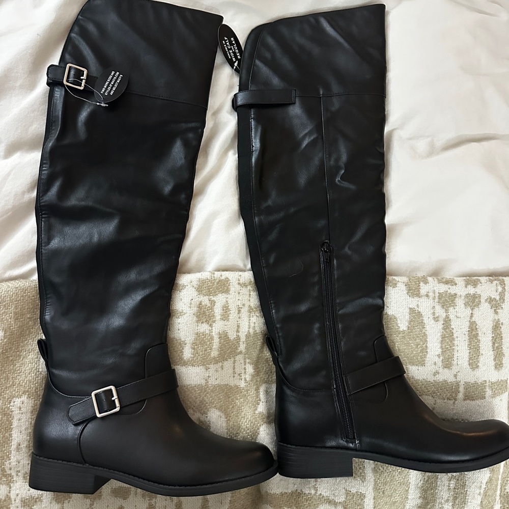 NWT Sun + Stone Black Over the Knee Boots